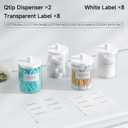 TIPGO Glass Qtip Holder Dispenser for Bathroom - 10 oz Clear Canister Apothecary Jar for Cotton Swabs, Balls, Pads, Floss Picks, Small Containers for Makeup Storage Organizer (2 Pack, White)