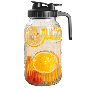 Amzcku Vintage Half Gallon Mason Jar Pitcher Large 64 oz Wide Mouth with Lid - 2 Quart Airtight Glass Jug for Water, Juice, Milk, Tea, Iced Coffee and Drinks