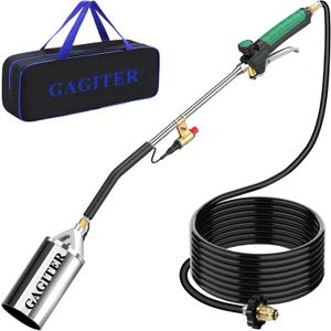 Propane Torch Weed Burner Kit, 2,400,000 BTU Self-Igniting Flamethrower with Turbo Trigger, 10FT Hose & Storage Bag, Heavy Duty Blow Torch for Weeding, Roofing, BBQ