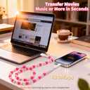 Aolcev USB C Cable 2 in 1 Multi USB A to USB C Fast Charging Cable 3.3FT Beaded for iPhone Charger 66W Beads USB Type C Charger Cord for iPhone 17 16 15 14 Pro Max Galaxy S25 S24 Ultra Pink