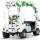 Wedding Golf Cart Decorations Golf Cart Rose Garland with Just Married Banner Sheer Chiffon Wedding Draping Fabric Accessories for Anniversary Decorations