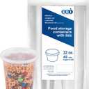 EDI [32 OZ, 40 Sets] Plastic Deli Food Storage Containers with Airtight Lids | Microwave-, Freezer-, Dishwasher-Safe | BPA Free | Heavy-Duty | Meal Prep | Leakproof | Recyclable