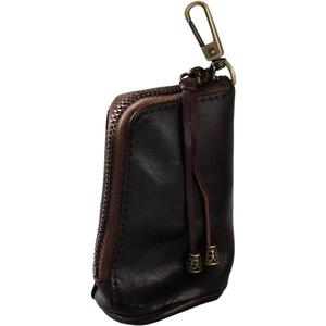 Cowhide Leather Mini Medieval Purse Keychain Middle Age Genuine Leather Zipper Coin Holder Pouch Handmade Travel Change Organizer Wallet Vintage Storage Bag for Halloween Men Women (Coffee)