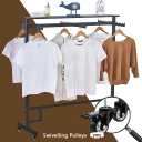VITNSVILEBlack Clothing Racks with Removable 6/8 Arms Floor Standing Metal Garment Rack with Wheels Heavy Retail Display Racks Shirt Clothes Display Stand for Boutiques (47.2 * 19.6 * 61.02in)