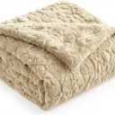 Faux Fur Throw Blanket, Ultra Plush Reversible Couch Blanket with Wave Texture, Cozy Warm Fluffy Decor for Living Room & Bedroom, Dorm, Gift for Women Men, Size: Twin(60" x 80")