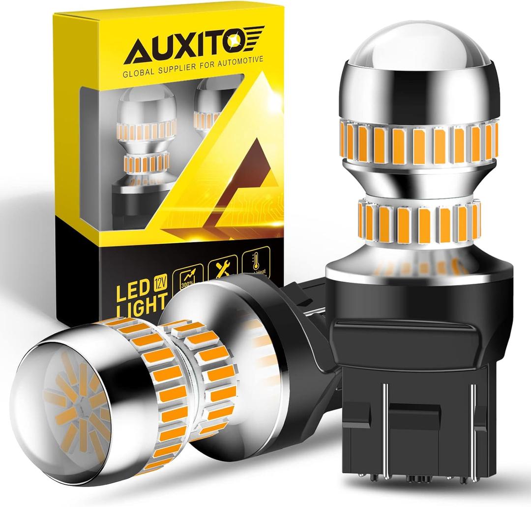 AUXITO LED Turn Signal Lights Tail Lights 7443 7440 T20 7440A Led Bulbs Amber Yellow Bright 7441 7444 7444NA W21W LED Replacement Lights for Front Rear Turn Signal Marker Blinker Lights(Pack of 2)
