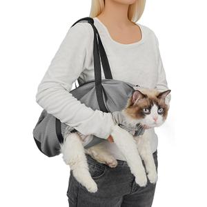 Cat Carrier Pouch, Soft Cat Carrier and Soothing Grooming Bag, Breathable Cat Restraint Bag for Nail Clipping Vet Visits Medication Dental Care Grey, (Large)
