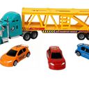 Big Daddy Heavy Duty Tractor Trailer Race Car Carrier Toy Truck with 3 Cars Bundle
