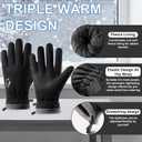 Winter Waterproof Ski Gloves Men Women, Warm Windproof Snow Gloves with Touch Screen Fingers Fleece Lined,Glove for Driving Cycling Running Snowboarding