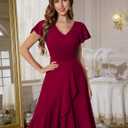 DRESSTELLS Women's Cocktail Dresses 2026, Formal Wedding Guest Prom Party Evening Graduation Hi Low Dress (Red, L)