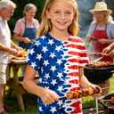 Enlifety Boys Girls American Flag T-Shirt Kids Watercolor Patriotic USA Flag Tee 4th of July Independence Day Red White Blue Shirt Summer Tops Size 9 12 (M)