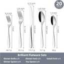 Silverware Set, CITESANA 20-Piece Heavy Duty Mirror Polished Stainless Steel Flatware Set Cutlery Set Flatware Service for 4
