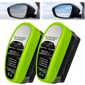 2Pcs Upgrade Automotive Oil Film Cleaning Brush, Oil Film Remover for Automotive Windows, Glass Coating Board for Windshield, Prevents Rain and Fog