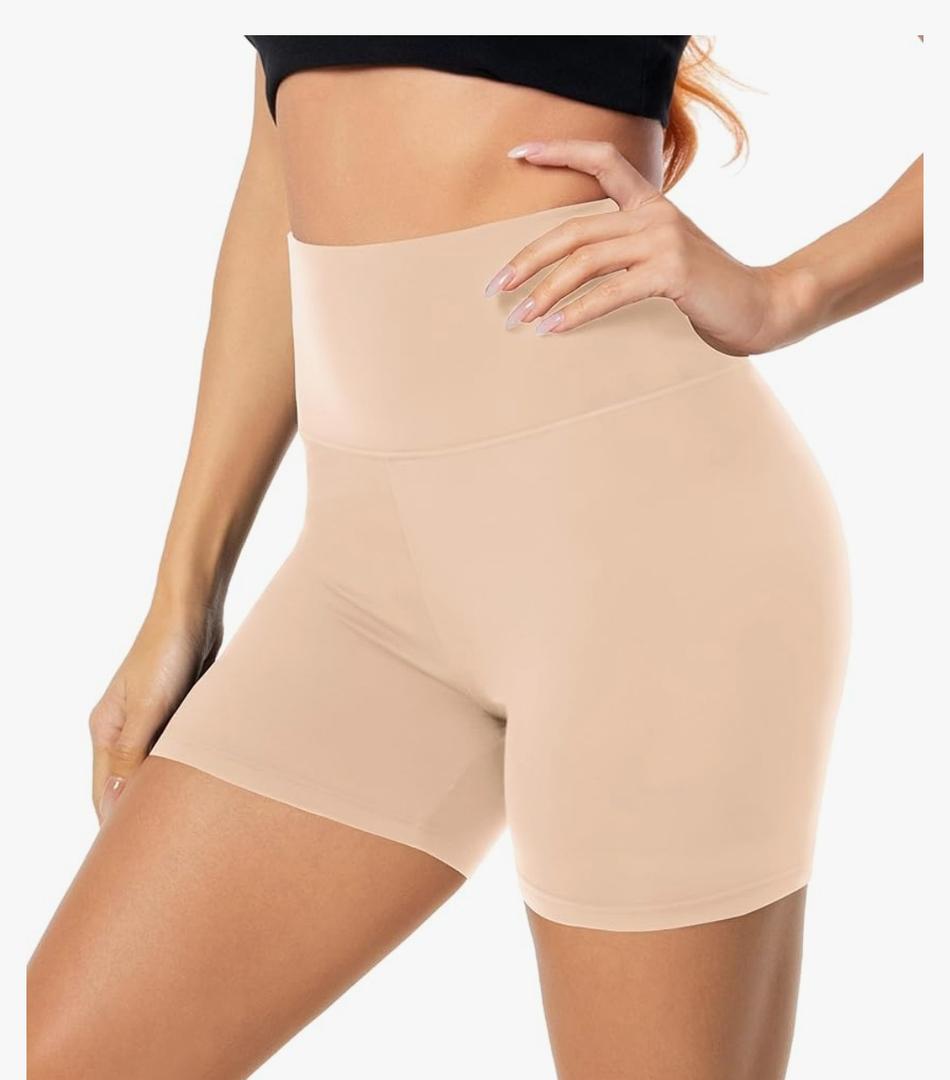 FULLSOFT High Waisted Biker Shorts for Women-5" Tummy Control Fitness Athletic Workout Running Yoga Gym Shorts Size S and M