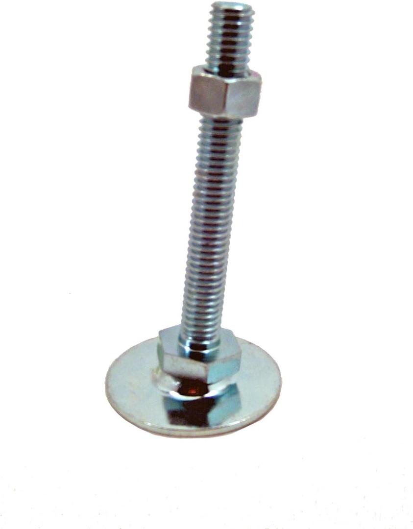 J.W. Winco 16N100T30/OS Series GN 440 Carbon Steel Plain Leveling Feet, Zinc Plated and Blue Passivated Finish, Metric Size, 40mm Base Diameter, M16 x 2.0 Thread Size, 100mm Thread Length