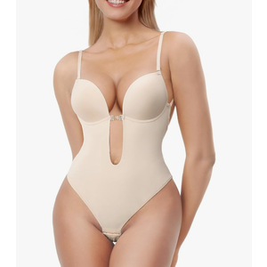 Decorus Shapewear Backless Bodysuit Strapless: Low-back Thong Body-shaper Invisible Women - Build in Bra Open-back Bodysuits