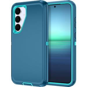 I-HONVA for Samsung Galaxy S25 FE Case Shockproof Dust/Drop Proof 3-Layer Full Body Protection [Without Screen Protector] Rugged Heavy Duty Cover Case for Galaxy S25 FE 6.7",Turquoise