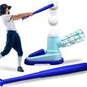 ArtCreativity Baseball Pitching Machine for Kids, Pop A Pitch Baseball Batting Kids Pitching Machine Toy with Collapsible Bat + 3 Baseballs, Trainer for Batting Practice, Outdoor Fun
