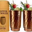 Luxury Heavy Duty100% Pure Copper Tumblers Set of 2 |BPA Free| Lacquer Free Copper Tumbler| Handcrafted Hammered Ayurvedic Glasses | 350 Ml/11.8 OZ Water Cups for Health, Detox | Gift Box Incuded