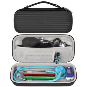 Againmore Stethoscope Case Compatible with 3M Littmann Classic III/for MDF Instruments/for Paramed/for FriCARE Monitoring Stethoscope, Extra Room for Doctor & Nurse Accessories-Black