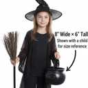8" Black Cauldron Bucket – Halloween Candy Bowl, Trick or Treat, St. Patrick's Pot of Gold Decor, Witch Kettle for Party Supplies