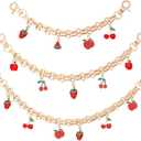 3 PCS Decorative Bag Chains, 8"/9.7"/12" Gold Purse Extenders with Fruit Pendants, Replacement Straps for Tote Shoulder Crossbody Bags