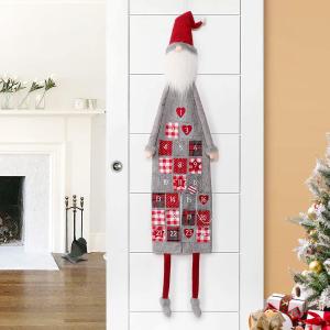 SDKBVOC Christmas Advent Calendar 2021, Gnome with Pockets 24 Days, Reusable Fabric Christmas Countdown Calendar, Home Wall Hanging Xmas Decorations