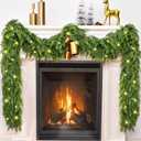 Real Touch Faux Cedar Garland Artificial Realistic, 6 FT Norfolk Pine Garland Realistic, Christmas Garland with Lights for Mantle Table Front Door Indoor Outdoor Christmas Decor (1 Pack)