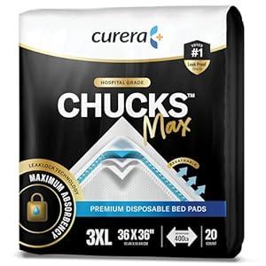 Chucks MAX Hospital Bed Pads Disposable Adult 36 x 36 Breathable Incontinence Pads - XXX-Large Pee Pads for Adults - Heavy Duty Absorbency Underpads - 400 Lbs. Patient Repositioning [20 Count]
