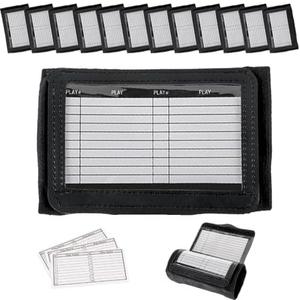 DD QB Playbook Wristband Youth and Adult Size - Black Football Quarterback Play Wristbands for Youth - Wrist Coach for All Sports with 3 Compartments, Pack of 12