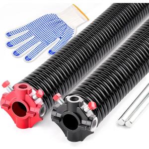 Pair of 2" Garage Door Torsion Spring Kit with Winding Bars, High Precision Electrophoresis Oil-Free Black Coated Garage Door Spring for Replacement(0.225X2"X24")