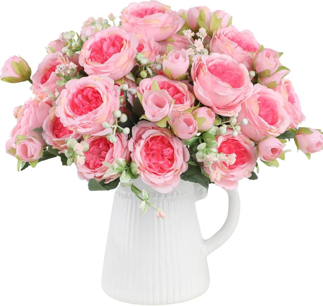 ASTRYAS 1Pc Artificial Peony Flower Silk Peonies Fake Flowers for Decoration Faux Floral Arrangements for Home Wedding Party Decor (Hot Pink)
