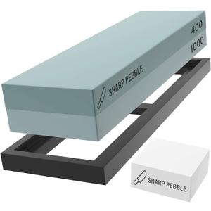 Sharp Pebble Premium Whetstone Knife Sharpening Stone 2 Side Grit 400/1000 Wetstone Kit -Wetstone Kitchen Knife Sharpener with Flattening Stone & Non Slip Rubber Base