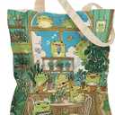 Aesthetic Canvas Tote Bag for Women - with Magnetic Snap Closure & Zipper Inner Pocket Reusable Bag for Shopping