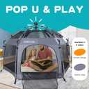 Premium Indoor and Outdoor Baby Playpen - Portable, Lightweight, Pop Up Pack and Play Toddler Play Yard w/Canopy and Travel Bag- Grey