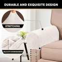 PrinceDeco 2 Pack Thick Velvet Stretch Armrest Covers for Chairs and Sofas Armchair Covers for Arms Couch Arm Cover Armrest Slipcover for Sofa Non Slip, Ivory