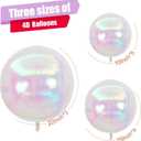 12Pcs Iridescent Round Foil Balloons, 22" 15" 10" 4D Clear Ball Balloon, Holographic Balloons for Birthday Wedding Folding Rainbow Under The Sea Mermaid Party decoration