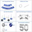 3 x 50th Birthday Decorations Kit with 32 Inch Number 50 Foil Balloons, Silver Swirl Decorations, Happy Birthday Banner & Star Foil Balloons for Golden Birthday Party