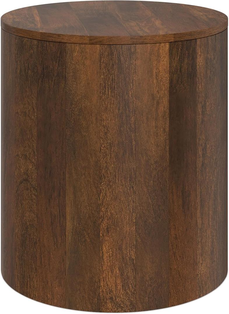 SIMPLIHOME Millbury End Table - 20 inch Wide Solid Mango Wood Round Side Table in Walnut Brown, Contemporary Accent Table for Living Room, Bedroom or Entryway with Handcrafted Design, Assembled
