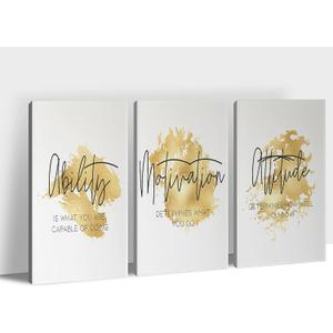 Office Wall Art-3 Panel Motivational Wall Art, Inspirational Quotes Canvas Art for Home Office Wall Decor,Positive Quote Wall Decor, Entrepreneur Words Poster Frame for Company Wall Decor 12x18x3Pcs (36"Wx18"H, Inspiration Artwork-19)