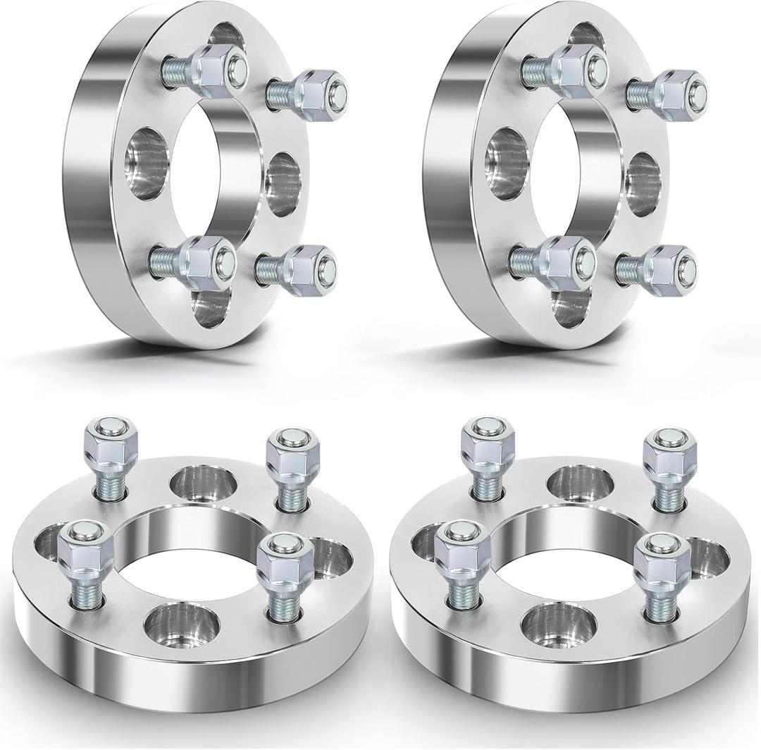 GDSMOTU 4Pcs 4x100 to 4x108 Wheel Spacers 1 inch 67.1mm Wheel Adapters for Chevy for Aveo for Nova, for Honda for Civic for CRX, for Toyota for Corolla for Echo, 12x1.5 Sliver Aluminum Car Spacers