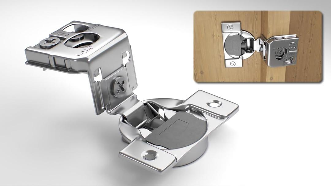 Berta 60-Pack, 1-1/4 inch Overlay Soft Closing Face Frame Cabinet Hinges, 105 Degree 6-Ways 3-Cam Adjustment Concealed Kitchen Cabinet Door Hinges with Screws (1-1/4 in. Overlay, 60 Pieces)