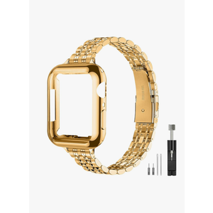Slim Watch Band Compatible with Apple Watch 42mm  Metal Stainless Steel Watchband Suitable for iWatch 10/9/8/7/6/5/4/3/2/1/SE Series Women Luxury Strap, Gold