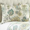 Levtex Home - Grey Palladium Quilt Set - King/Cal King Quilt 106x92in. + Two King Pillow Shams 36x20in. - Paisley - Green, Yellow, Grey, Blue, and White - Reversible - Cotton Fabric