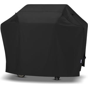 SunPatio Gas Grill Cover 60 Inch, Outdoor Heavy Duty Waterproof Barbecue Gas Cover, UV and Fade Resistant, All Weather Protection Compatible for Weber Charbroil Brinkmann Grills and More, Black