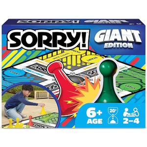 Giant Sorry Classic Family Board Game Indoor Outdoor Retro Party Activity Summer Toy with Oversized Gameboard, for Adults and Kids Ages 6 and up