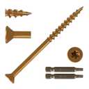 T.K.Excellent Deck Screws 3 Inch Wood Screws Outdoor #10 x 3, 175 Pcs, Rust Resistant Structural Fence Screws Torx Drive Screw, for Gazebos or Siding, Two T25 Bits, Brilliant Brown/Tan Ruspert Coating