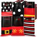 Sinmoe 200 Pcs Plastic Christmas Bags Bulk Christmas Merchandise Gift Bag with Handle 9" x 12" Reusable Xmas Goodie Treat Pouch for Candy Retail Shopping Business Party(Black Red,Mouse)