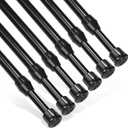6Pcs Tension Rod, Goowin Tension Rods for Windows 28 to 48 inch, No Drilling Rustproof Spring Adjustable Tension Curtain Rod for Doors, Windows, Wardrobe Bars, Drying Support Rods, Black (28-48 inch)