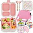 wiwens Bento Lunch Box for Kids with 12oz Soup Thermo Leak-Proof Lunch Food Container with 5 Compartment Thermo Hot Food Jar and Insulated Lunch Bag for Kid Toddler Girls Boys to School